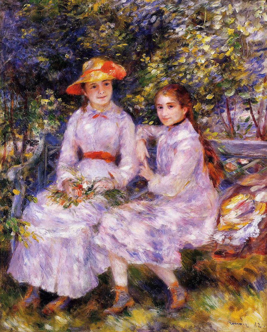 The Daughters of Paul Durand Ruel (Marie Theresa and Jeanne) - Pierre-Auguste Renoir painting on canvas